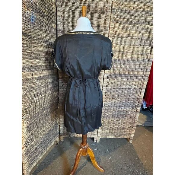 Limited Collection Black Ribbed Design With Gold/Medal Embellishment 100% Viscos - Picture 4 of 14